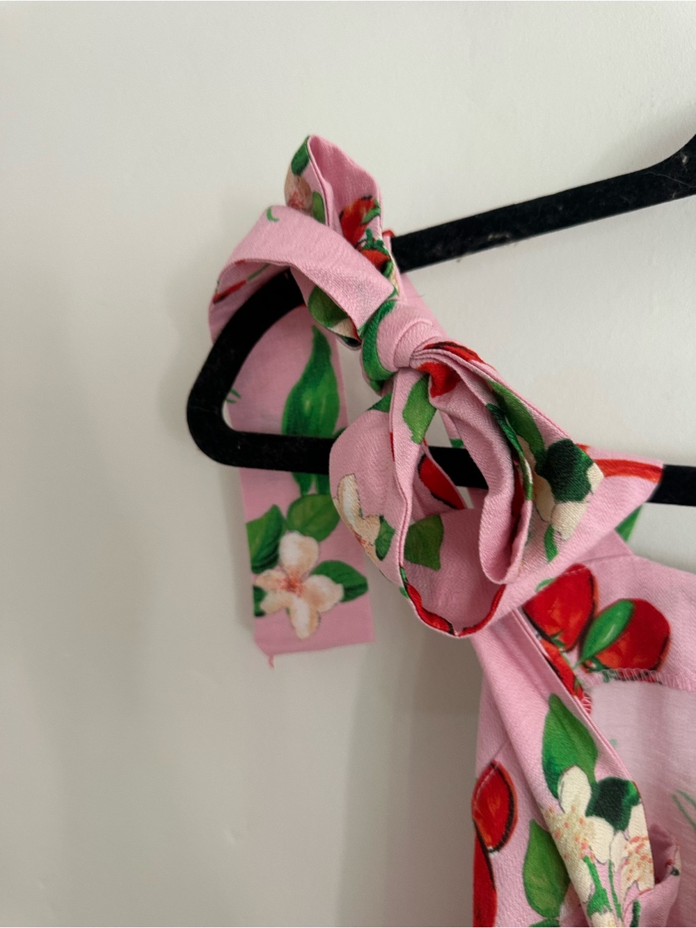 Zara Pink tomato chili pepper & Floral Tie-Shoulder Dress - Picture 5 of 5